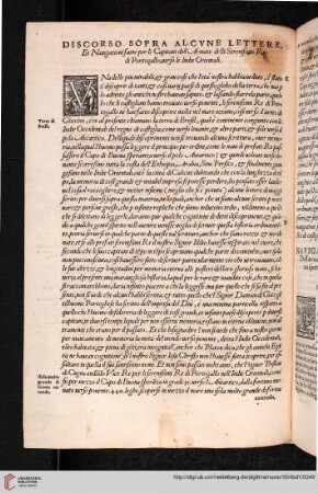 Discorso sopra alcune letter [...]