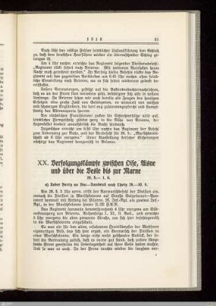 XX. Verfolgungskämpfe zwischen Oise, Aisne und über die Vesle bis zur Marne