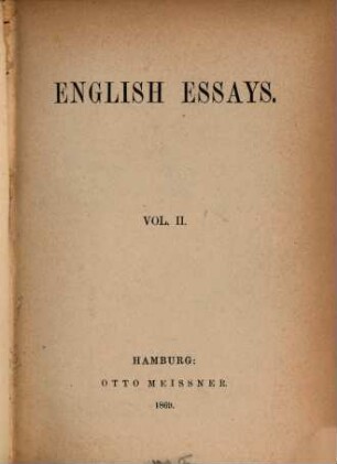 English Essays, II