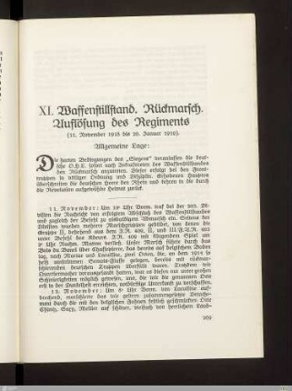XI. Waffenstillstand. Rückmarsch. Auflösung des Regiments