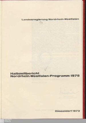 Halbzeitbericht Nordrhein-Westfalen-Programm 1975