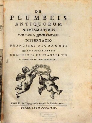 De plumbeis antiquorum numismatibus ... dissertatio