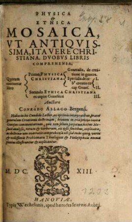 Physica et ethica Mosaica