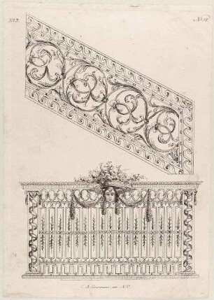 Geländer, Blatt 3 aus der Folge "Neuste Schlosser Arbeit im Jahr 1776"