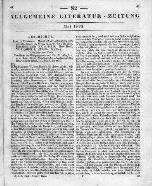 Strass, F.: Handbuch der alten Geschichte. Bd. 1-2. Jena: Frommann 1830 Auch u.d.T.: Handbuch der Weltgeschichte. T. 1, Bd. 1-2