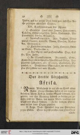 Der dritte Abschnitt. Afrika