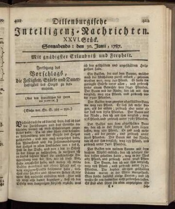 XXVI. Stück. Sonnabends: den 30. Junii, 1787.
