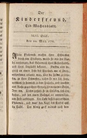 XLVI. Stück, den 20. May. 1776
