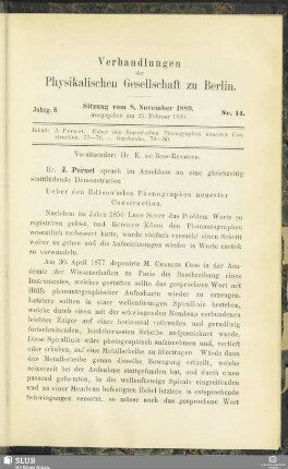 Nr. 14. Sitzung vom 8. November 1889