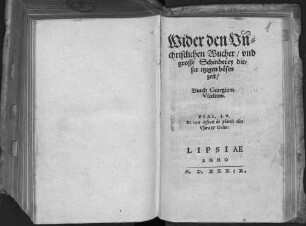 Wider den Vn[n]christlichen Wucher, vnd grosse Schinderey dieser itzigen bösen zeit