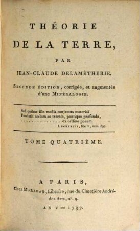 Théorie De La Terre, Tome Quatrième