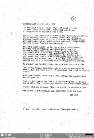 Kurzbericht der letzten KSV