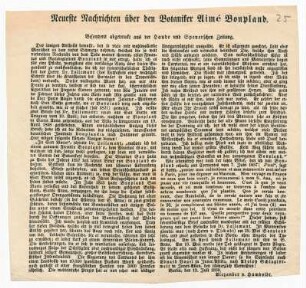 Neueste Nachrichten über den Botaniker Aimé Bonpland. Besonders abgedruckt aus der Haude und Spenerschen Zeitung.