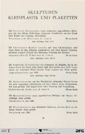 Skulpturen Kleinplastik und Plaketten (Nr. 222-273)