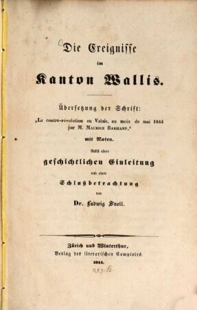 Die Ereignisse im Kanton Wallis ...