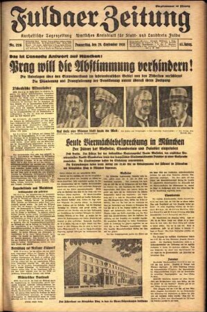 Ausgabe vom Donnerstag, den 29. September 1938.