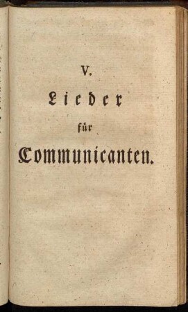 V. Lieder für Communicanten.