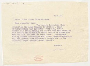 Brief an Fritz Meyer : 27.01.1914