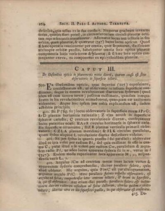 Caput III. De illusionibus opticis in phaenomenis motus dirmi, quarum causa est situs observatoris in superficie telluris.