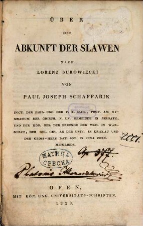 Über die Abkunft der Slawen