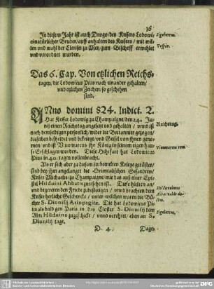 Das 6. Cap. Von etzlichen Reichstagen, die Lodowicus Pius nach einander gehalten, und etzlichen Zeichen, so geschehen sind