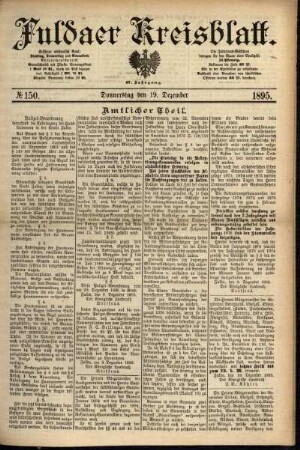 Erste Ausgabe vom Donnerstag, den 19. Dezember 1895.