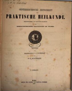 Österreichische Zeitschrift für praktische Heilkunde. 10. 1864