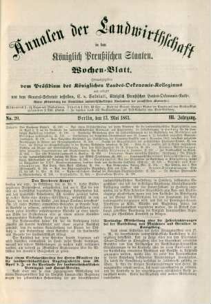 No. 20. Berlin, den 13. Mai 1863. III. Jahrgang.