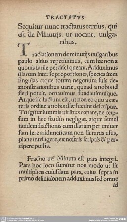 Sequitur nunc tractatus tertius, qui est de Minutijs, ut vocant, vulgaribus.
