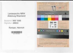 Entnazifizierung Heinrich Kemper , geb. 08.01.1904 (Stadtinspektor)