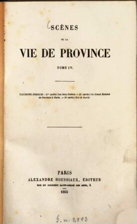 Oeuvres complètes de H. de Balzac, 8. La comédie humaine; 1: Etudes de moeurs; 2: Scènes de la vie de province; 4