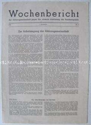 Mitteilungsblatt der Aktionsgemeinschaft gegen die atomare Aufrüstung der Bundesrepublik