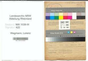 Entnazifizierung Lorenz Wegmann , geb. 28.09.1892 (Krankenpfleger)