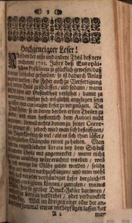 Der europäische Postilion : oder Begebenheiten, so sich in Europa zu Wasser und zu Land zugetragen haben, 1724, 1