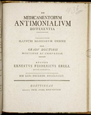 De Medicamentorum Antimonialium Differentia