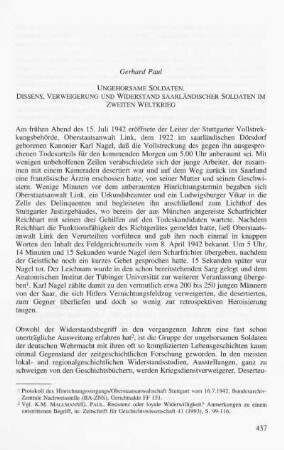 Ungehorsame Soldaten. Dissens, Verweigerung und Widerstand saarländischer Soldaten im Zweiten Weltkrieg