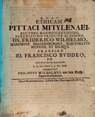 Ethicam Pittaci Mitylenai