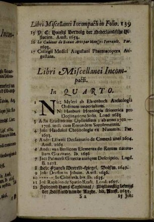 Libri Miscellanei Incompacti In Quarto