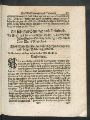 Am siebenden Sonntage nach Trinitatis