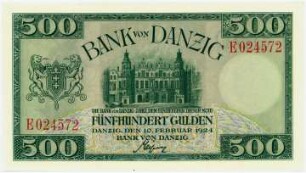 Geldschein, 500 Danziger Gulden, 10.2.1924