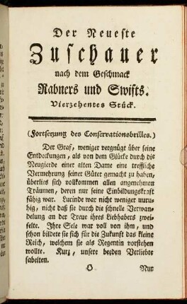 Der neueste Zuschauer nach dem Geschmack Rabners und Swifts. Vierzehentes Stück.