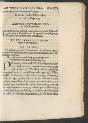 Argumentum In Epistolam secundam incipit.