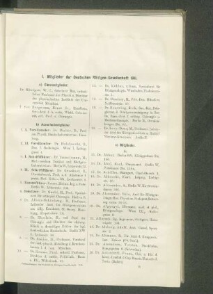 I. Mitglieder der Deutschen Röntgen-Gesellschaft 1911.
