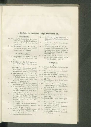 I. Mitglieder der Deutschen Röntgen-Gesellschaft 1911.