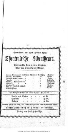 Theatralische Abentheuer