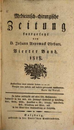 Medicinisch-chirurgische Zeitung. 1818, 4