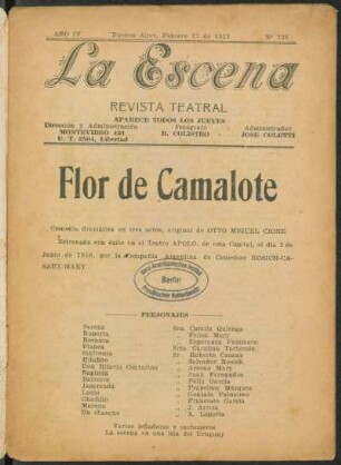 Flor de camalote : comedia dramática en tres actos
