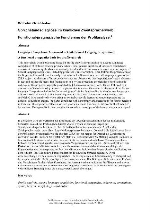 Sprachstandsdiagnose im kindlichen Zweitspracherwerb: funktional-pragmatische Fundierung der Profilanalyse