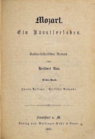 Mozart : ein Künstlerleben ; culturhistorischer Roman, 1