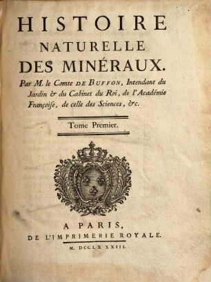 Histoire Naturelle Des Minéraux, Tome Premier